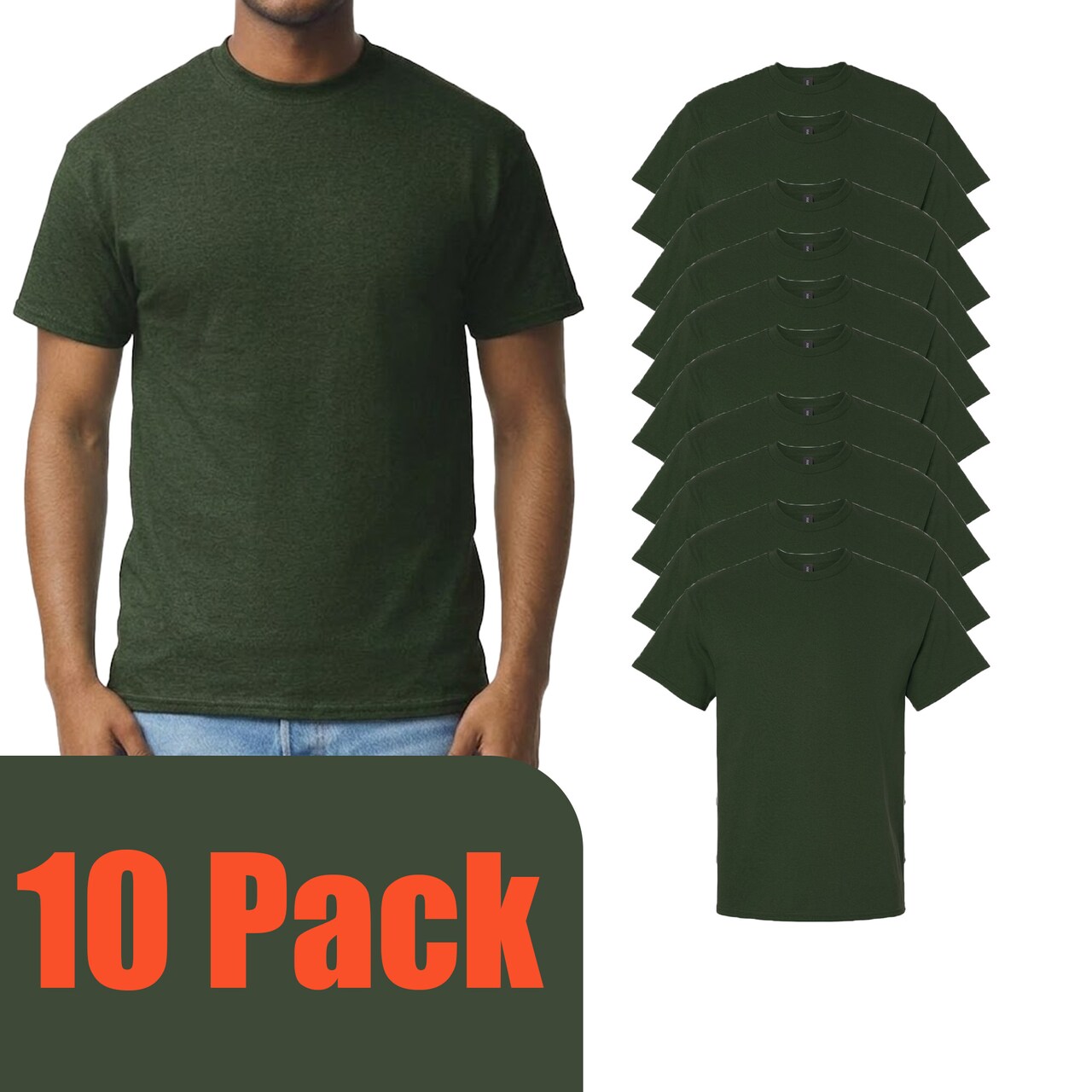 Gildan Unisex Ultra Cotton T-Shirt Craft Bundle, Forest Color Short Sleeve Blanks for DIY Printing